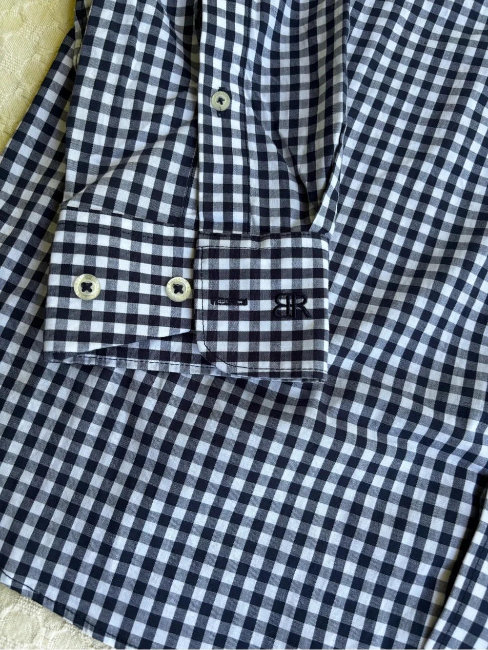 Banana Republic Slim Fit Men's Navy & White Gingham Dress Shirt